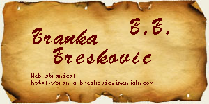Branka Brešković vizit kartica